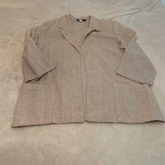Willow Ridge Ivory Linen Look Open Blazer Size 16 - Picture 1 of 10